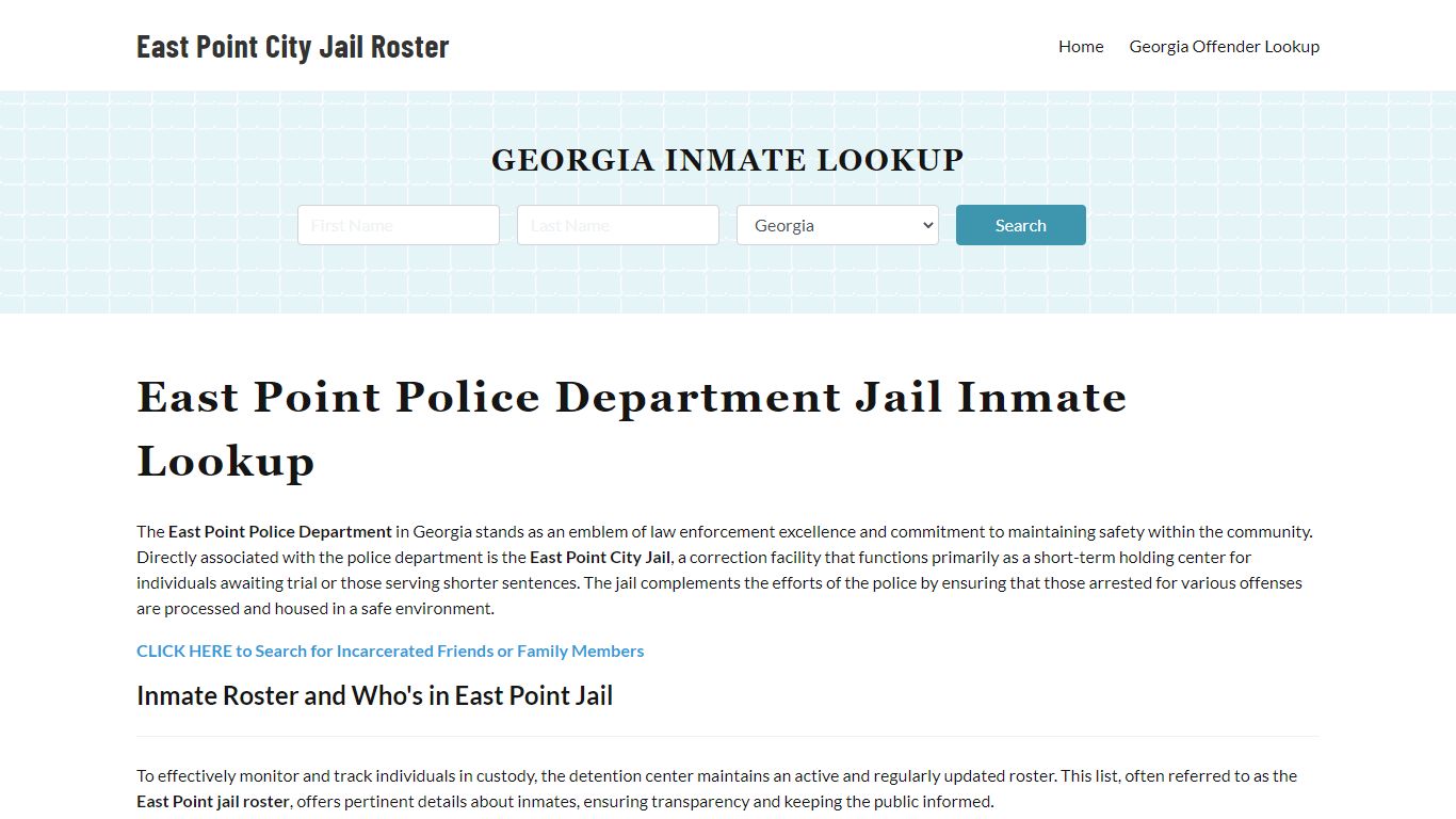 East Point Police Department & City Jail, GA Inmate Roster, Arrests ...