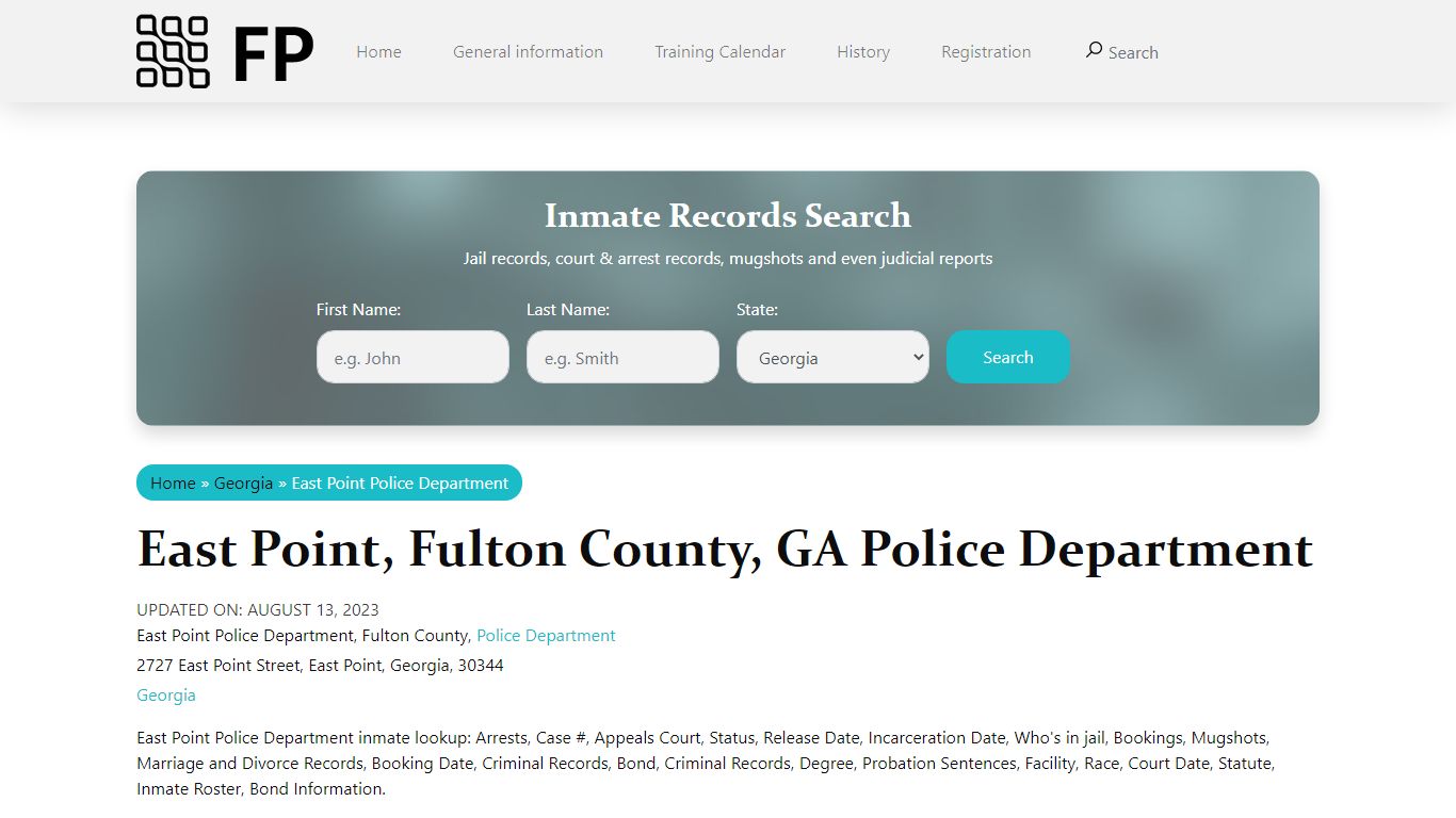 East Point, GA Police - City Jail Inmates, Arrests