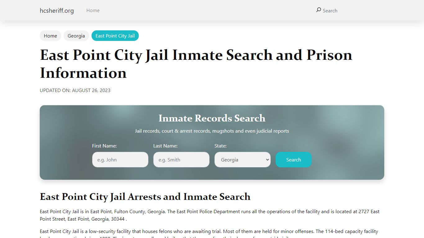 East Point City Jail Inmate Search and Prison Information